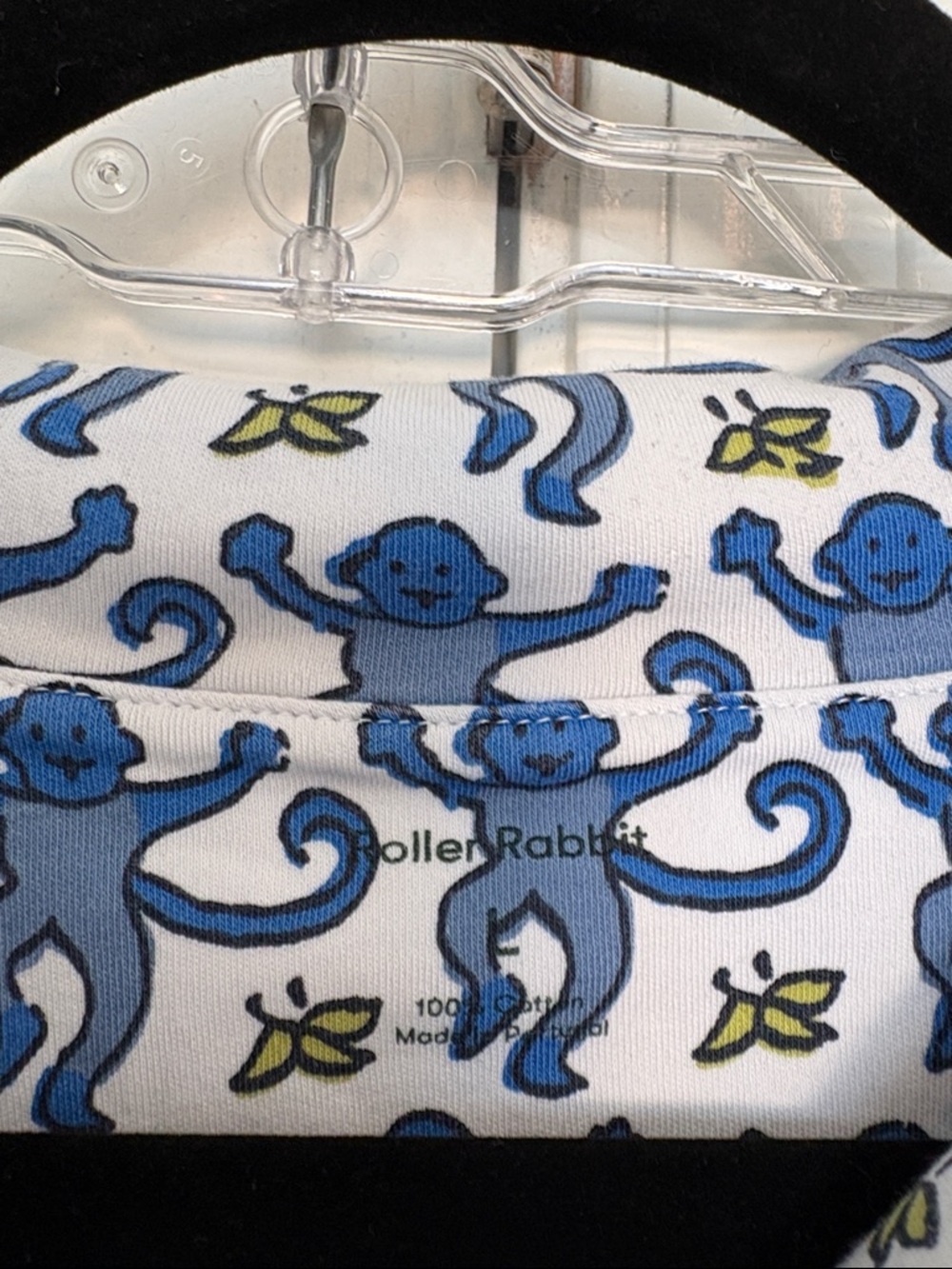 Roller Rabbit Blue Monkey Long Sleeve Long Pants Cotton Polo Pajama Set - Picture 4 of 7
